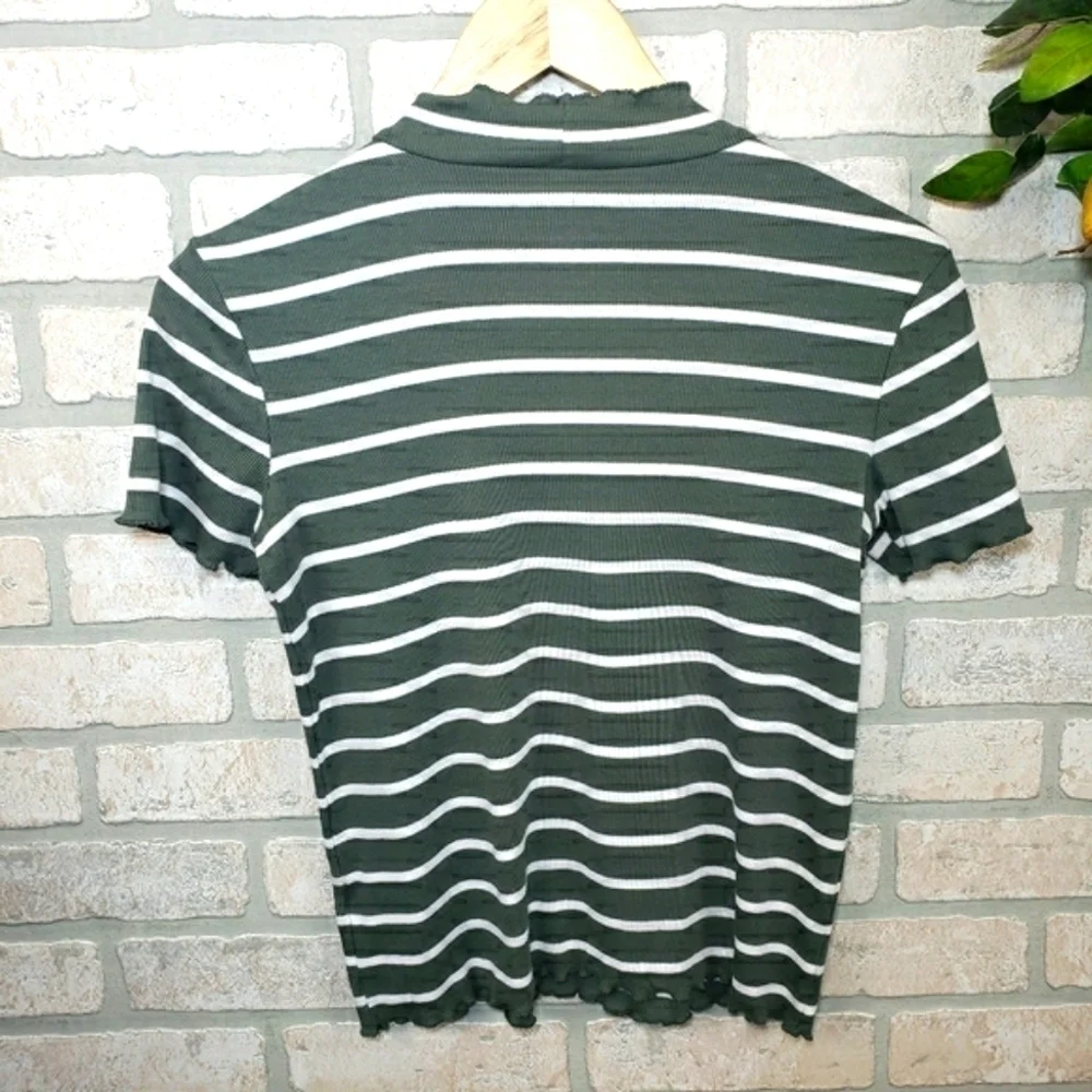 JUSTICE Short Sleeve Ribbed Striped Top Size 14/16